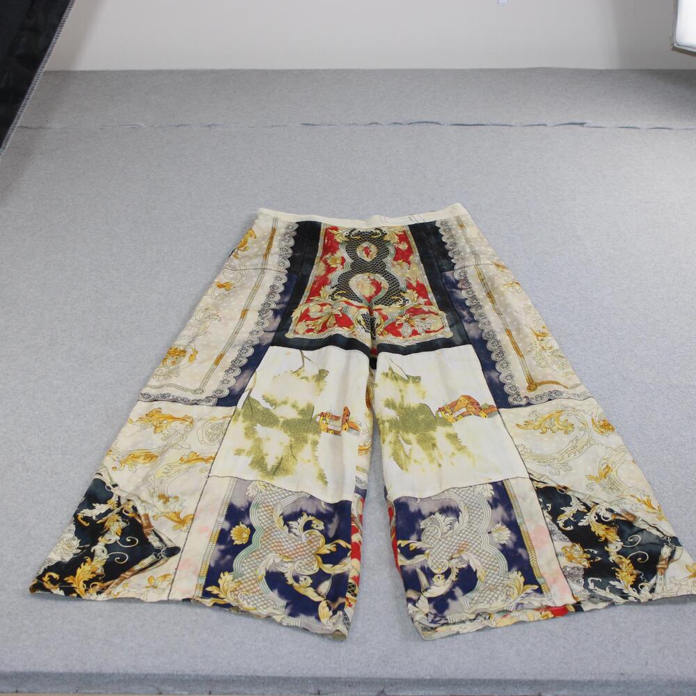 Citron Santa Monica Pants Women Large Cream Silk Wide Leg Boho Artsy Lagenlook